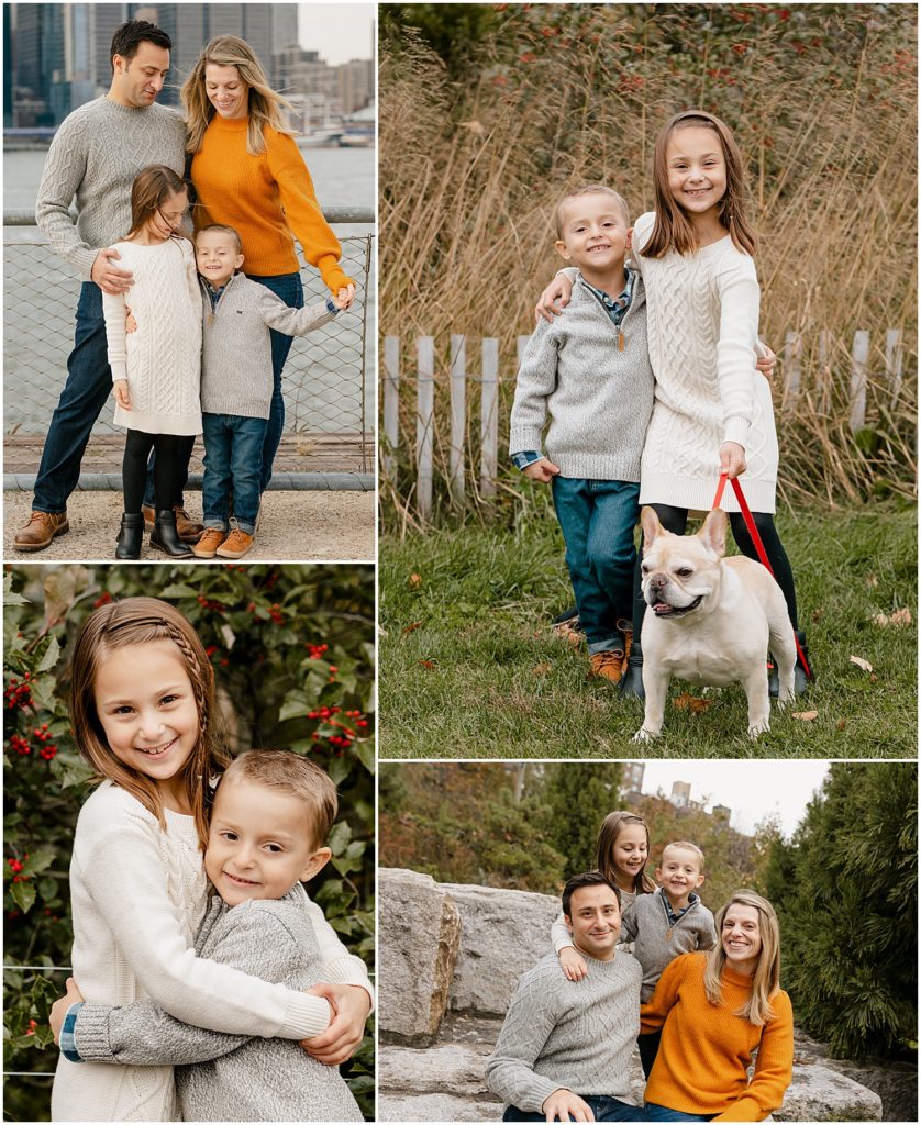 Fall family photos in Brooklyn Bridge Park - with views of the NYC skyline plus gorgeous fall foliage.